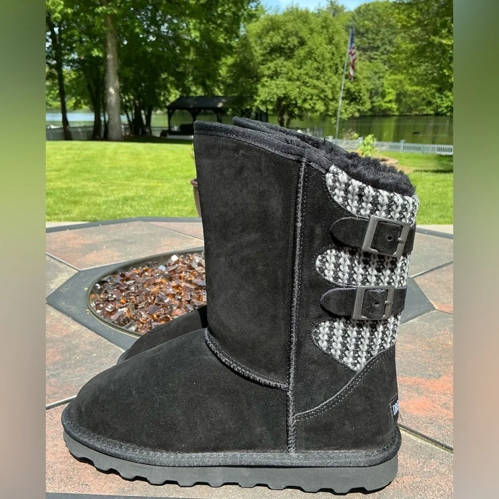 DREAM PAIRS Women's Mid Calf Winter Snow Boots Fashion FuzzyChic Buckle Booties